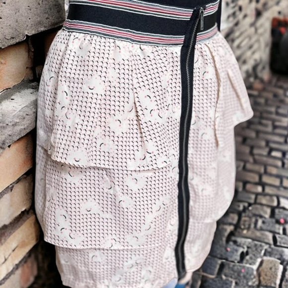 BCBGeneration Beige Pink Black Layered Printed Elastic Waist Zipper Mini Skirt S - Picture 3 of 9
